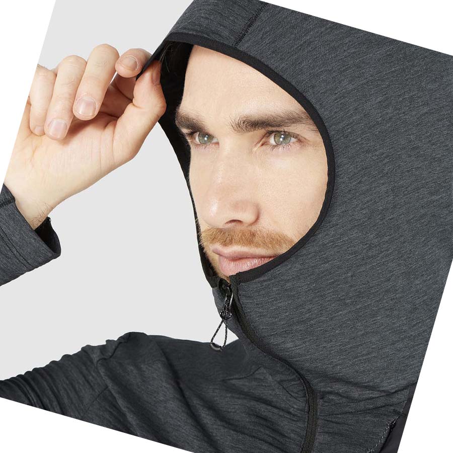 Salomon ESSENTIAL LIGHTWARM HOODED Erkek Kapüşonlu Sweatshirt Siyah | TR 3217KOR